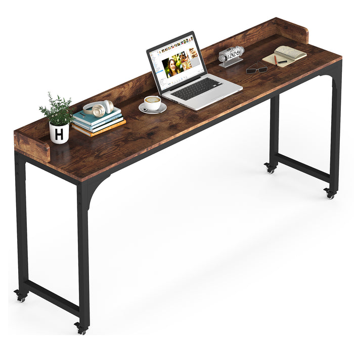 Overbed Table, Queen Size Mobile Computer Desk with Wheels Tribesigns