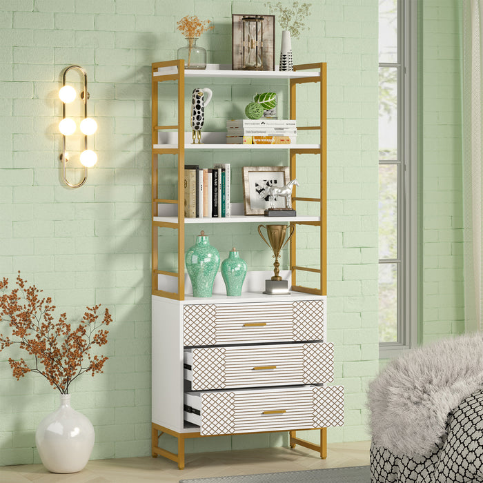 Tribesigns Bookshelf, Modern 4-tier Bookcase Shelving Unit with 3 Drawers Tribesigns