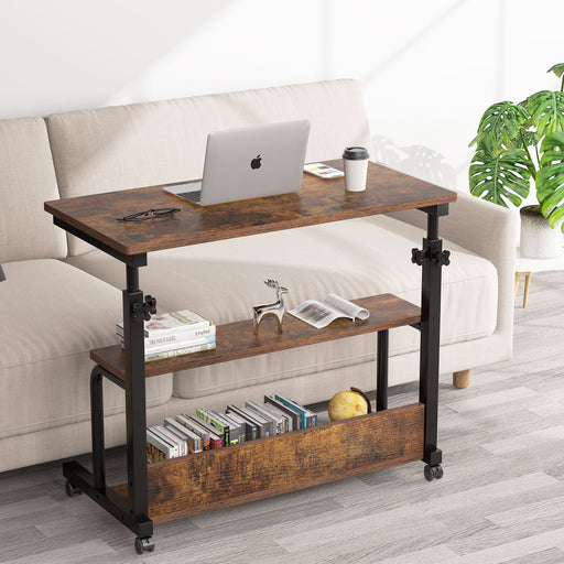C Table, Height Adjustable Bedside Sofa Table with Wheels Tribesigns