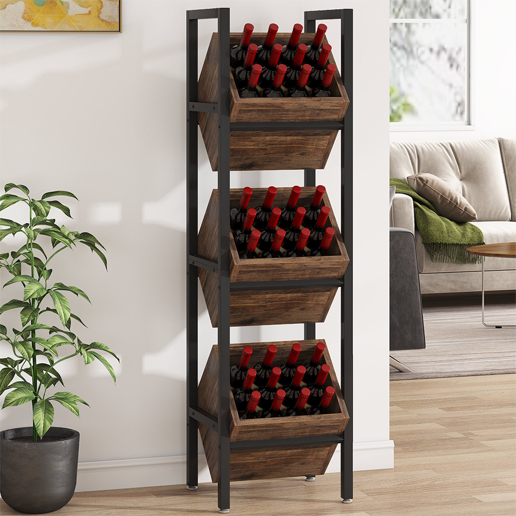 Tribesigns Large Corner Wine Rack, 5-Tier L Shaped Industrial