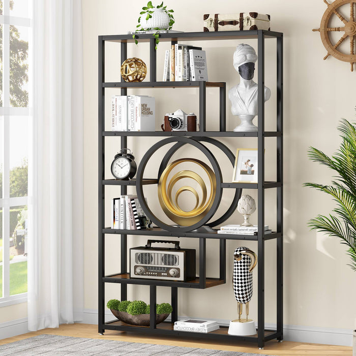 Tribesigns Bookshelf, 72’’ Etagere Bookcase 7-Tier Industrial Display Shelf Tribesigns