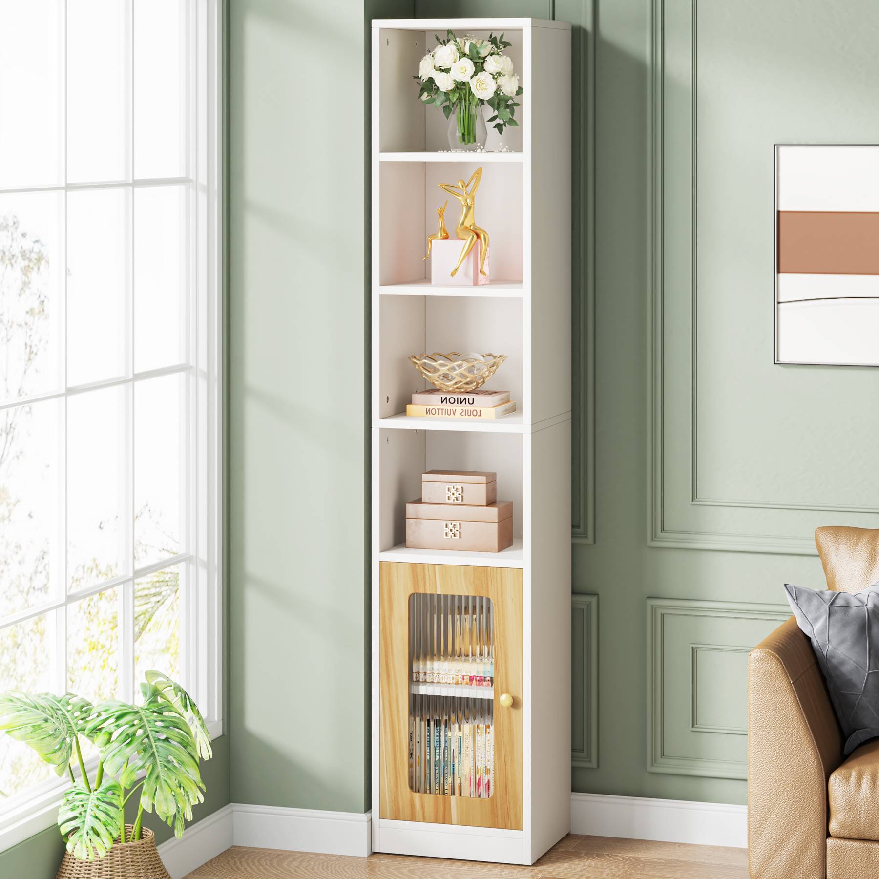 6-Tier Open Shelf Storage Organizer 6-Cube Standard Wood Bookcase