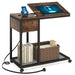 C Table, Mobile Side Table with Charging Ports & Tiltable Drawing Board Tribesigns
