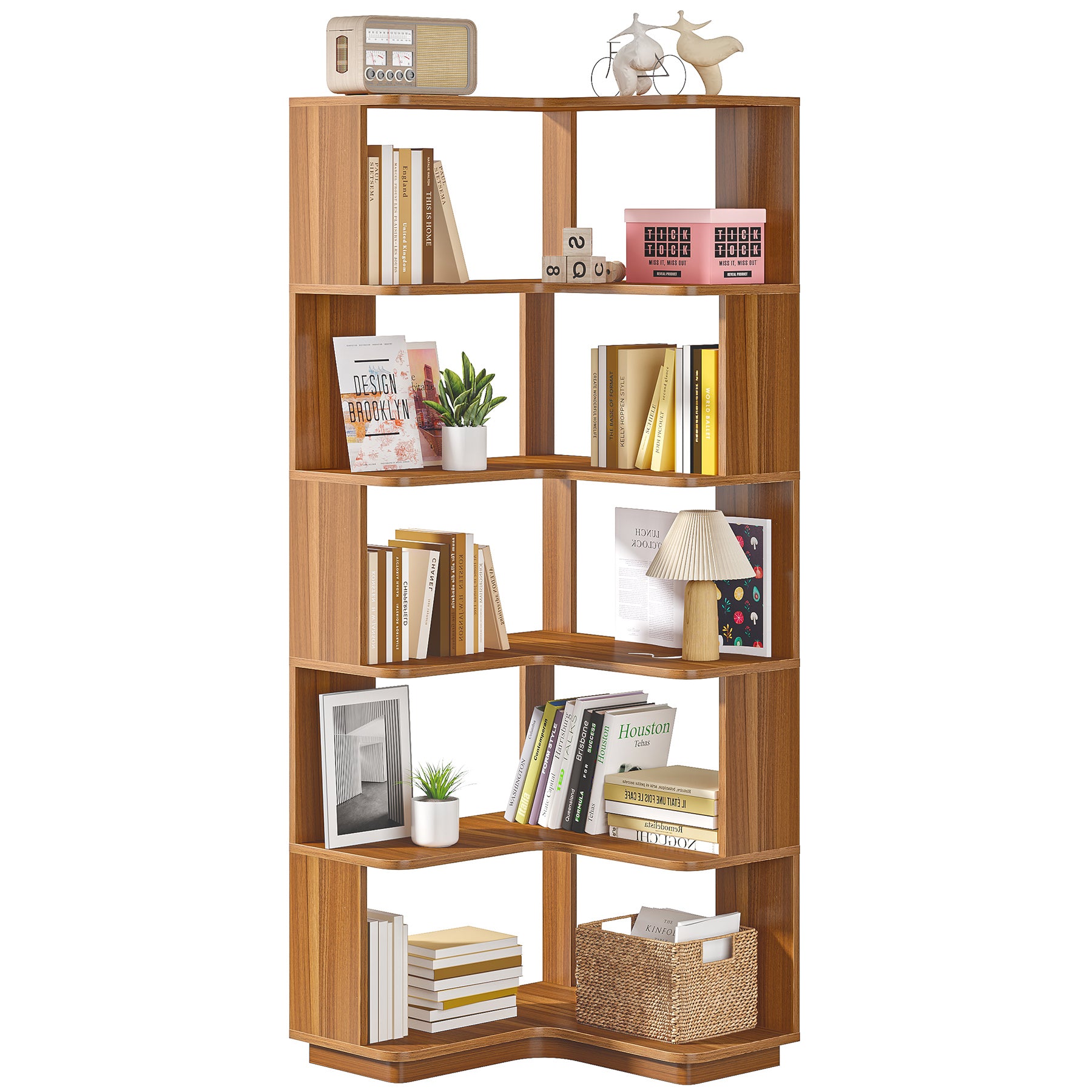 Tribesigns 6-Tier Corner Bookshelf with Anti-Drop Panel-Tribesigns