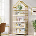 Tribesigns Bookshelf, 5-Tier Arched Faux Marble Bookcase 75" Display Rack Tribesigns