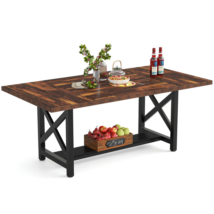 Dining Table, 70.8 Inch Kitchen Dinner Table with Storage Shelf for 6 to 8 Tribesigns