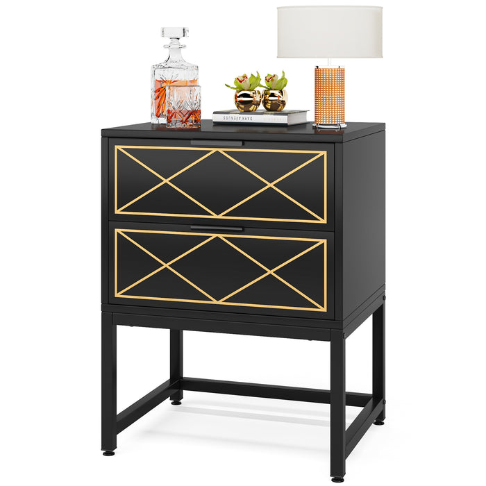 Nightstand, Modern Bedside Table Sofa End Table with 2 Drawers Tribesigns