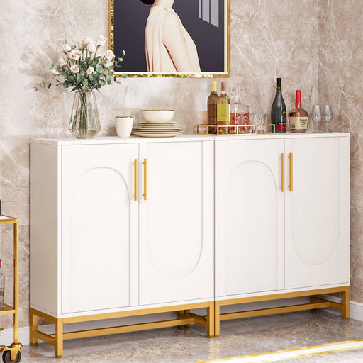 Modern Sideboard Buffet Storage Cabinet with Faux Marble Top Tribesigns