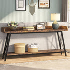 Industrial Console Table, 2-Tier Narrow Sofa Table Behind Couch