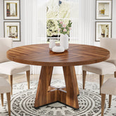 Round Dining Table for 4, 47" Wood Kitchen Table Farmhouse Dinner Table Tribesigns 3