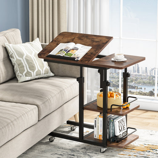 Tajsoon 3 Tier Tall Side Table 24 Small End Table with Storage Shelf,  Small Table for Small Spaces, Sofa Couch Side Table for Living Room,  Bedroom