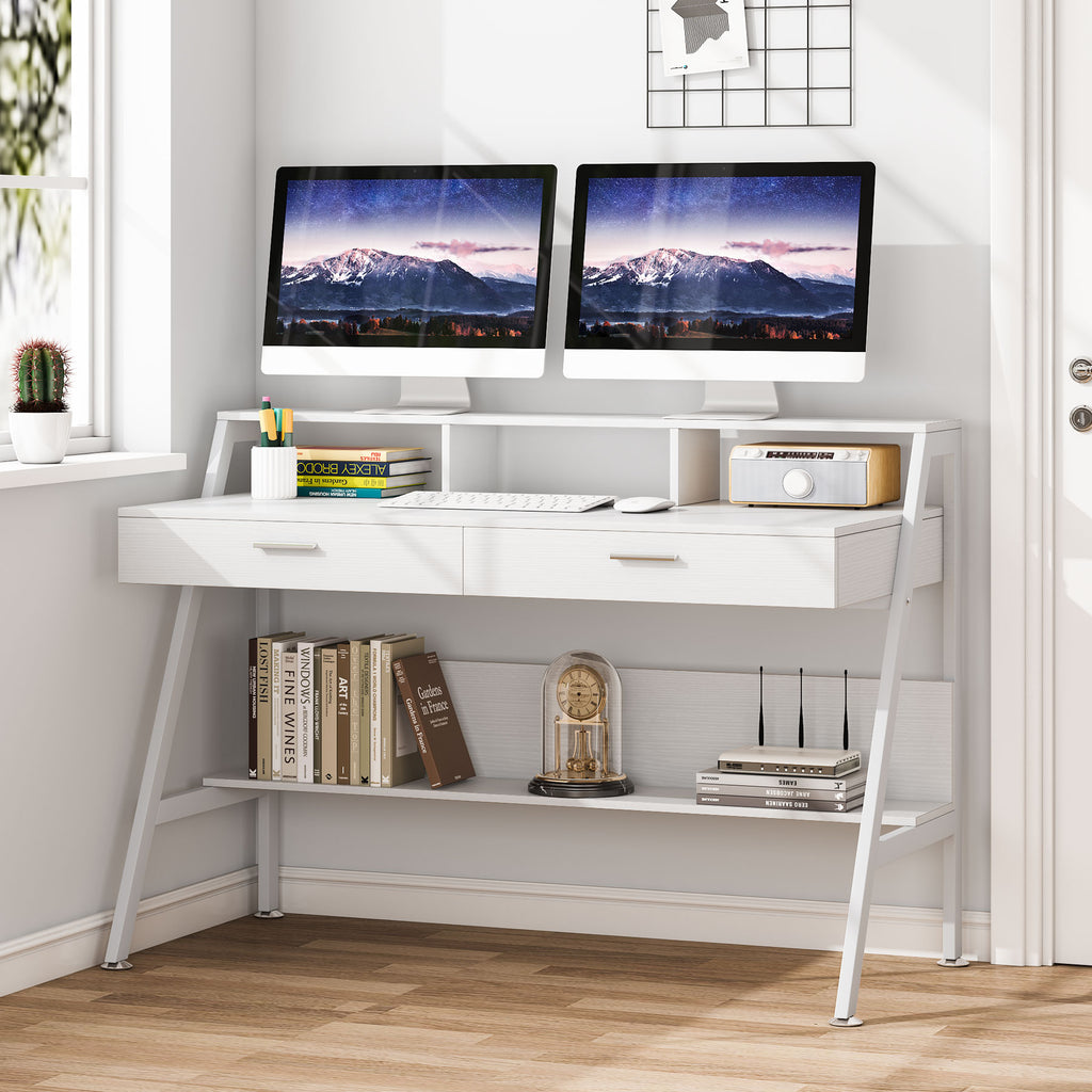 Computer Desk with Drawers and Storage Shelves, 47 inch Home