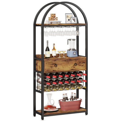 Wine Rack, Industrial Wine Cabinet with Shelves & Drawer Tribesigns