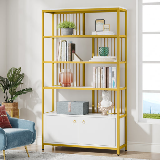 Tribesigns Bookshelf, 5-Tier 70.9" Tall Etagere Bookcase with 2 Cabinets Tribesigns