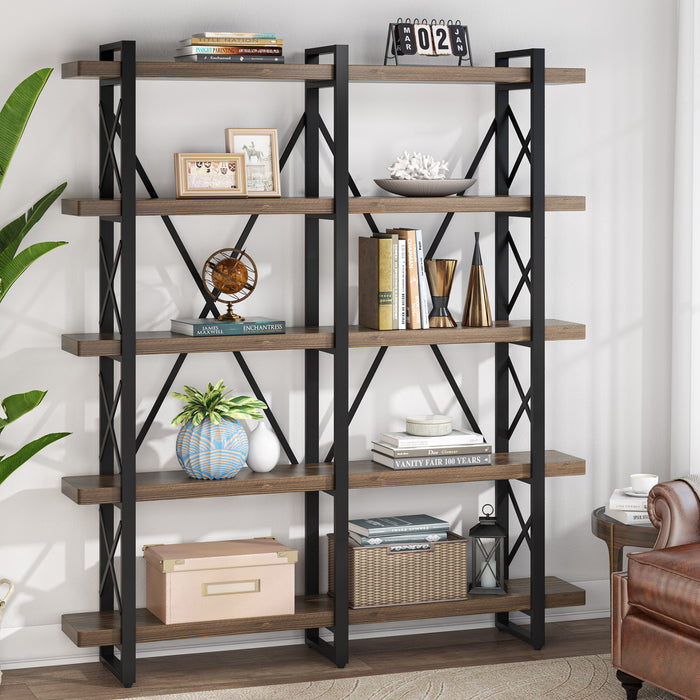 Tribesigns Bookshelf, Double Wide 5-Shelf Etagere Bookcase