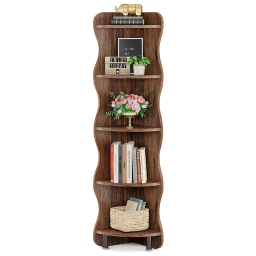 Tirbesigns Corner Shelf, 5-Tier Corner Bookcase Display Stand Tribesigns