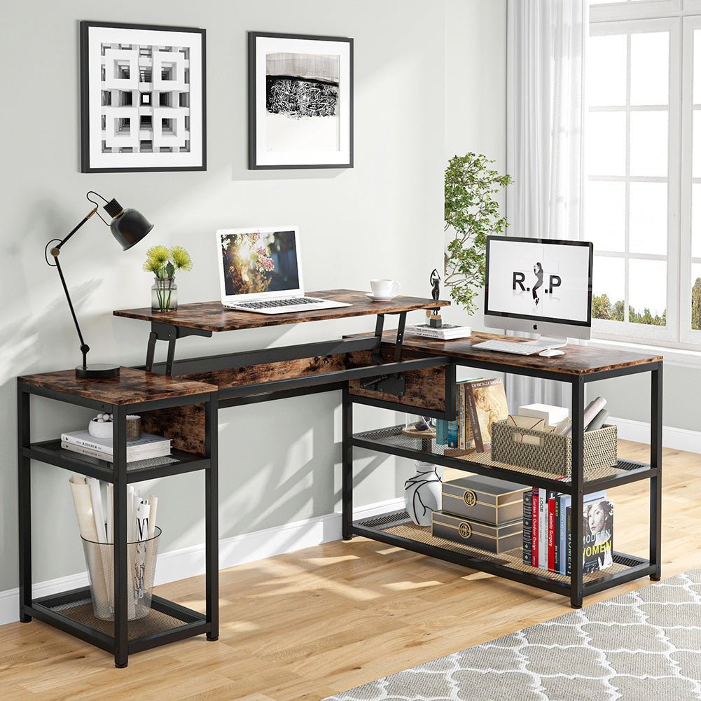 Tribesigns 63'' L-Shaped Computer Desk with Lift Top Tabletop