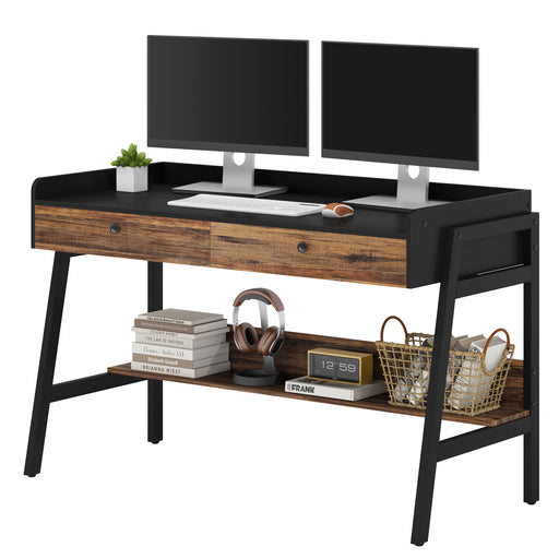 Tribesigns Computer Desk, Industrial Writing Desk with 2 Large Drawers Tribesigns