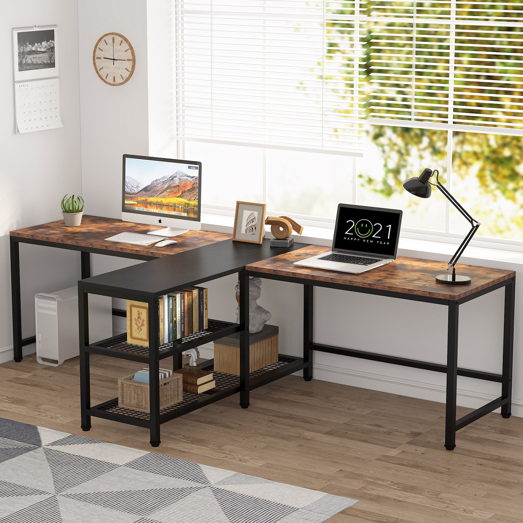 2 Person Desk | Double Desk Home Office - Tribesigns