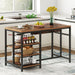 Kitchen Island, Industrial Kitchen Counter Dining Table with Storage Shelves Tribesigns