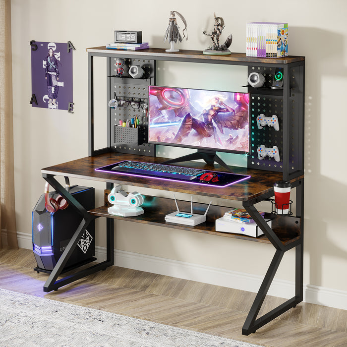 Tribesigns Gaming Desk, 47’’ Computer Desk with Shelves & K-Shaped Leg Tribesigns