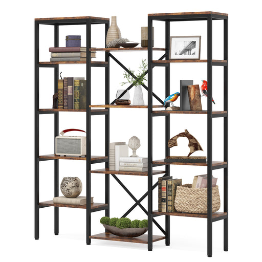 Tribesigns Bookshelf, Triple Wide 5 Shelf Industrial Etagere Bookcase Tribesigns