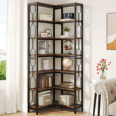 Corner Bookshelf, 7-Tier Industrial Corner Etagere Bookcase Tribesigns 3