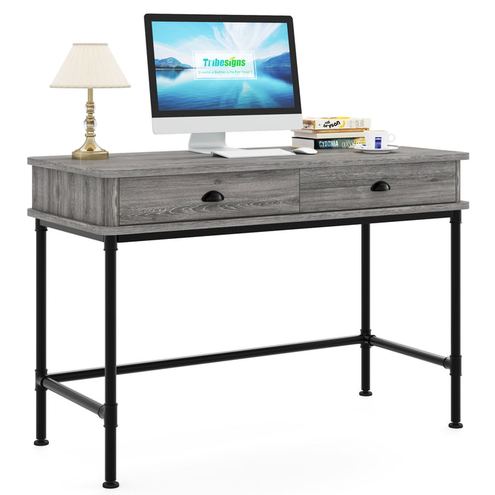 Tribesigns Computer Desk, 47" Study Writing Table with 2 Storage Drawers Tribesigns