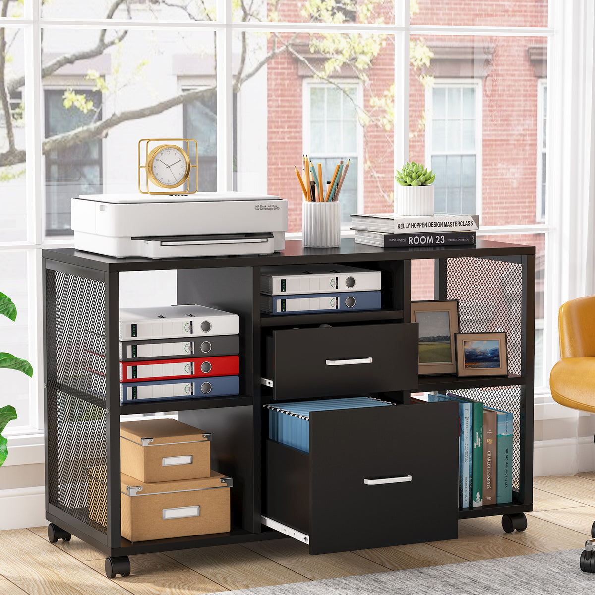 File Cabinet, 2-Drawer Mobile Filing Cabinets Printer Stand — Tribesigns