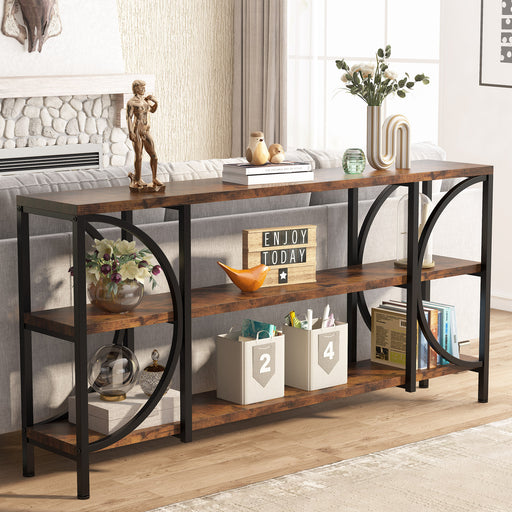 Console Table, 70.86" Sofa Entryway Table with 3 Tier Storage Shelves Tribesigns