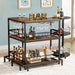 Home Bar Unit, 3-Tier L-Shaped Liquor Bar Table with Glass Holders Tribesigns