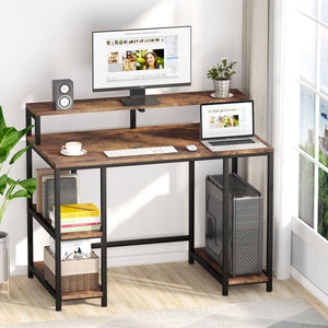 Tribesigns 47'' Computer Desk with Monitor Stand & Storage Shelves