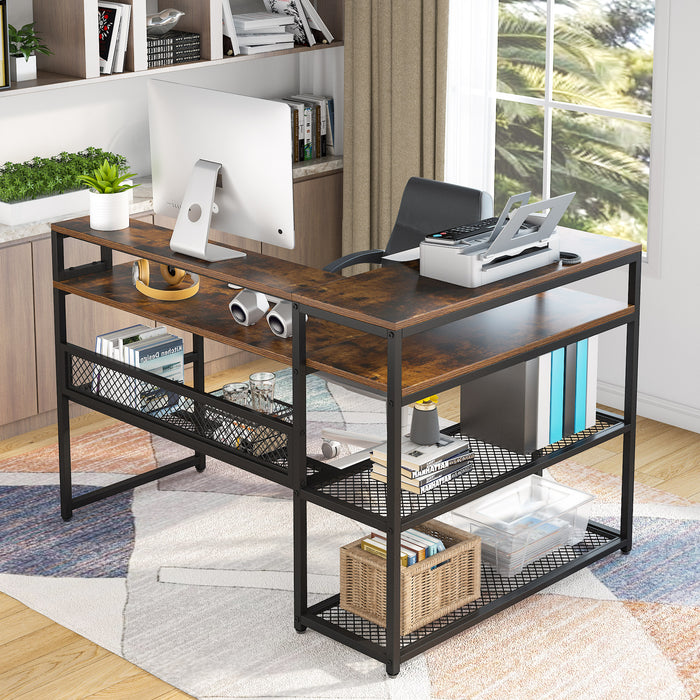 Tribesigns L-Shaped Computer Desk with Open Shelves & Monitor Stand Tribesigns