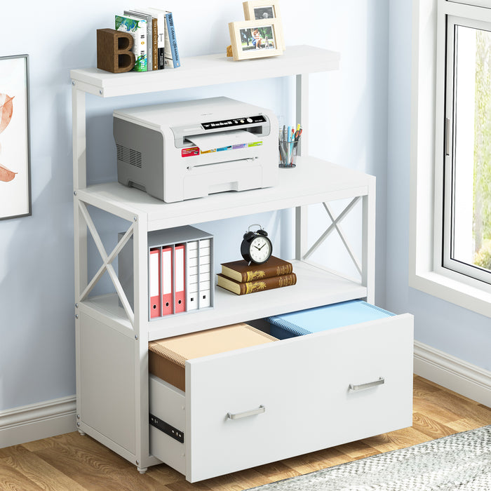 File Cabinet, Lateral Printer Stand with Drawer & Shelves Tribesigns