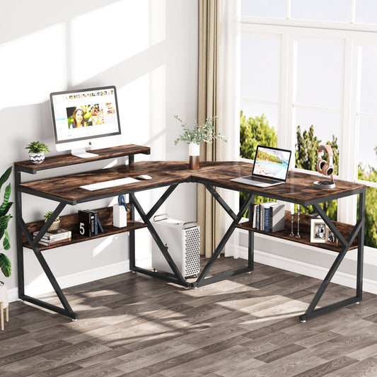 Tribesigns L-Shaped Desk, 63 inch Corner Computer Desk with Shelves Tribesigns