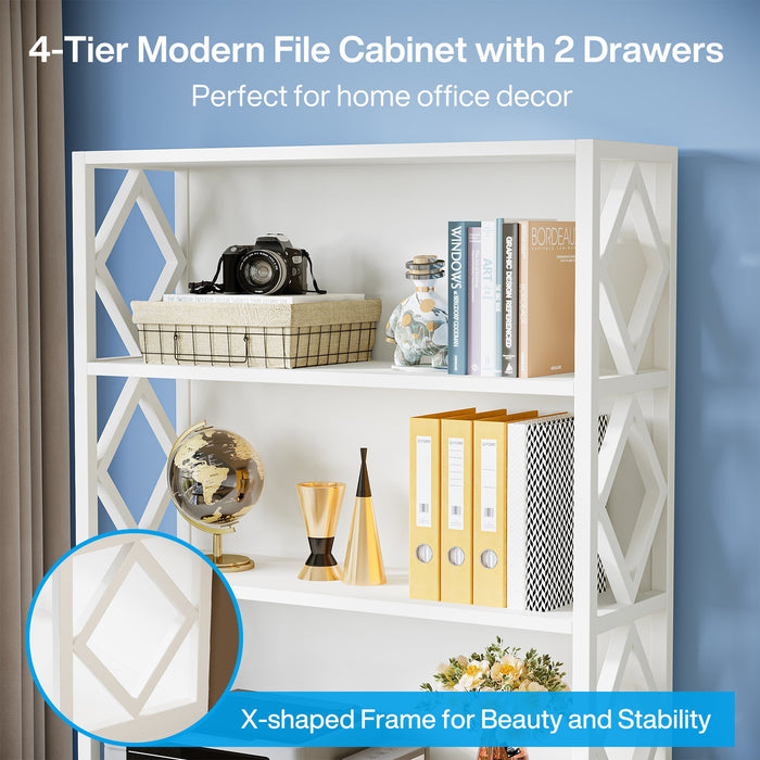 2-Drawer File Cabinet, Vertical Filing Cabinet with with Open Shelves Tribesigns