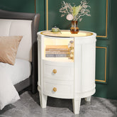 2-Drawer Nightstand with LED Light, Modern Side Table with Glass Tabletop Tribesigns 3