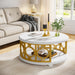 2-Tier Coffee Table, 31.5" Round Center Table with Metal Frame Tribesigns
