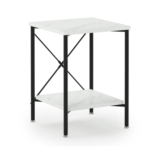 2-Tier End Table, Modern Faux Marble Side Table Nightstand Tribesigns