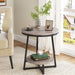 2-Tier End Table, Round Accent Bedside Table with Storage Shelf Tribesigns