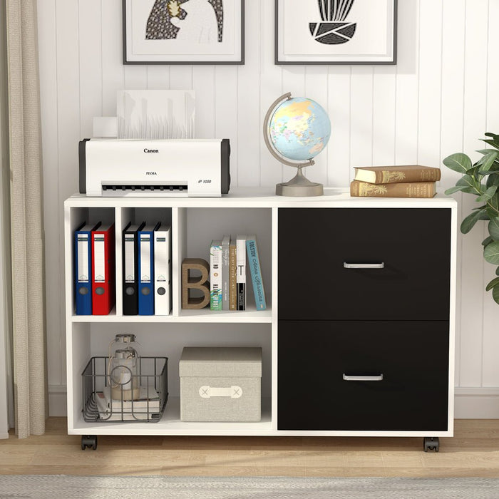 File Cabinet, Mobile Lateral File Cabinet with 2 Drawers Tribesigns