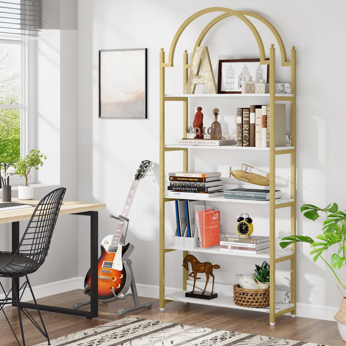 Tribesigns Bookshelf, 72.44" Arched Etagere Bookcase 5-Tier Shelves Tribesigns