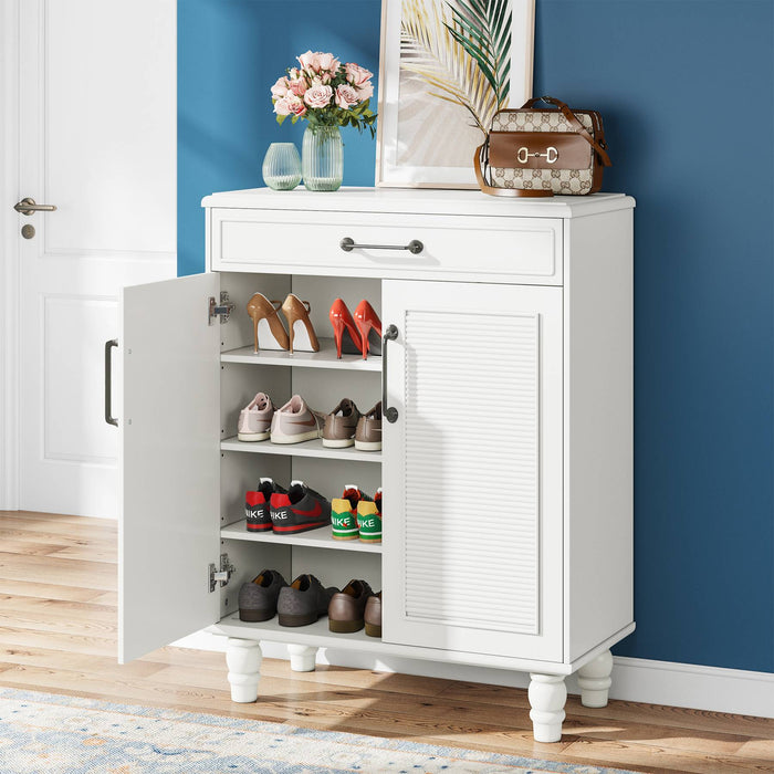 Tribesigns Shoe Cabinet, Wooden Shoe Organizer with Adjustable Shelves and Drawer Tribesigns