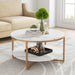 Coffee Table, 2-tier Round Tea Table with Faux Marble Tabletop Tribesigns