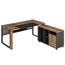 Tribesigns L-Shaped Executive Computer Desk with Lateral File Cabinet