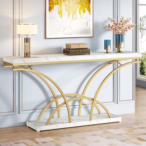 Tribesigns 70.9 inch Extra Long Sofa Table, Gold Console Table