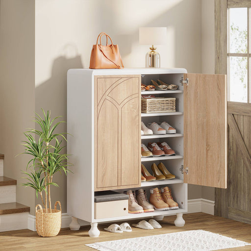 Tribesigns Shoe Cabinet, Modern Wood Shoe Organizer Cabinet with Door