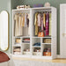 Freestanding Wardrobe Closet with Open Shelves & Hanging Rod Tribesigns