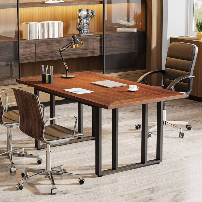 Tribesigns Conference Table, 55" Computer Executive Desk with Solid Wood Veneer Tribesigns