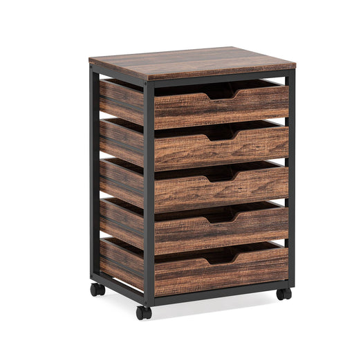 5 Drawers Chest, Wood Storage Dresser with Wheels, Craft Storage